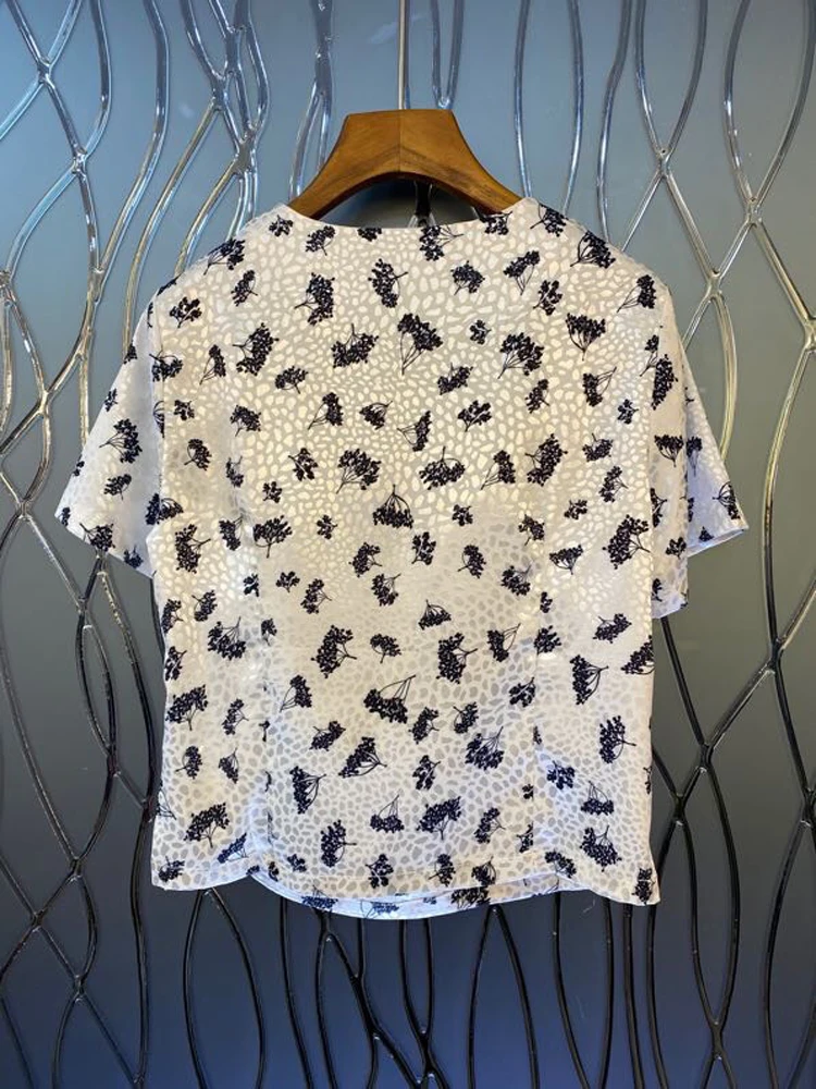 

Women's V-neck Blouse Floral Printed Lace-up Short Sleeve Print Female Casual Clothing Lady Shirt New