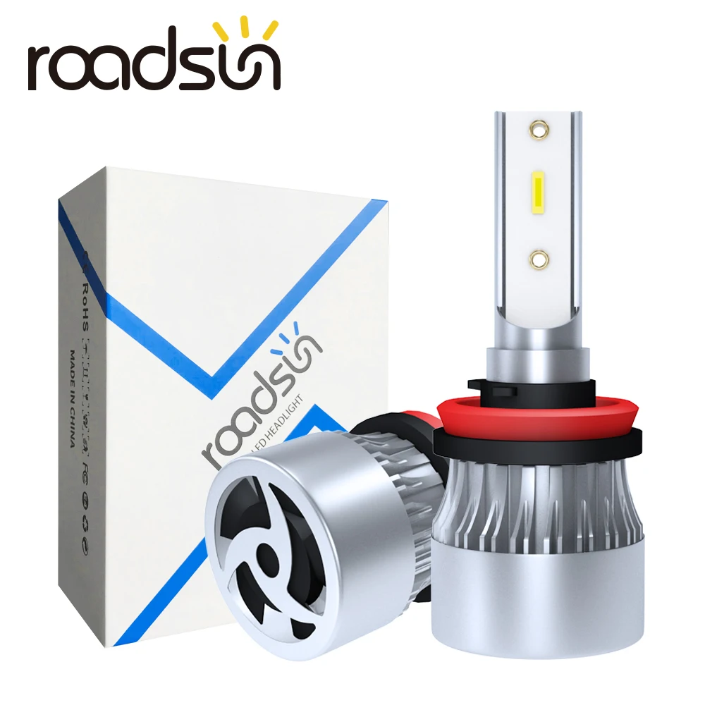 Roadsun мини Размеры H4 H7 светодиодный лампы для передних фар H8 H9 H11 светодиоды с чипом
