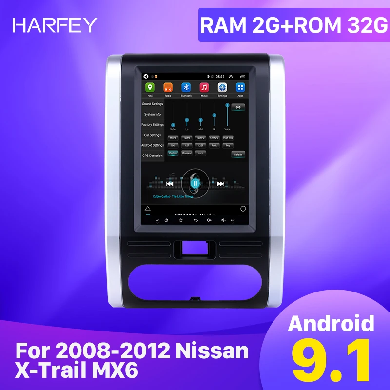 Автомобильный радиоприемник Harfey Android 9 1 7 дюйма GPS Navi для Nissan X Trail MX6 2008 2009 2010 2011 2012