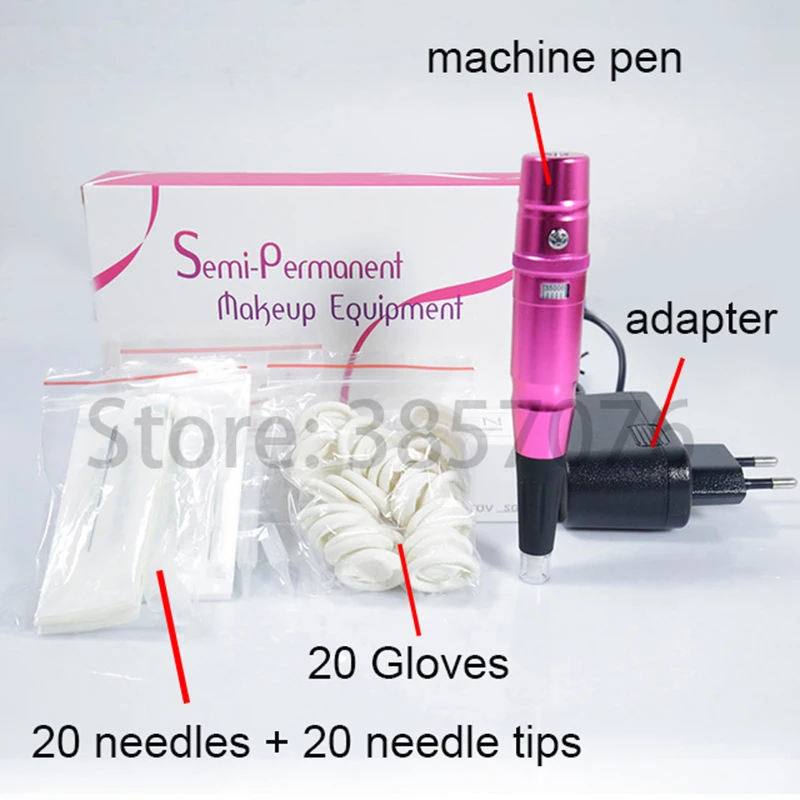 

Digital Permanent Makeup Gun Rotary Tattoo Machine Pen Microblading Eyebrow Lip Tattoo Swiss Motor Pen Gun with needles & cap