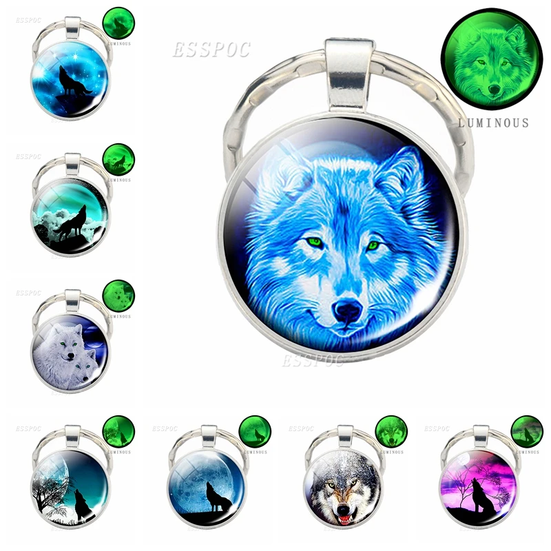 Светящийся в темноте украшения Воющий брелок с волком Светящееся Стекло кабошон