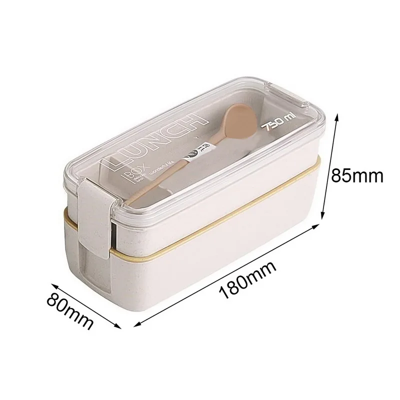 2 Layer Japanese Food Storage Container Wheat Straw Bento Lunch Box For School Kids Leak Proof Microwave Dinnerware | Дом и сад