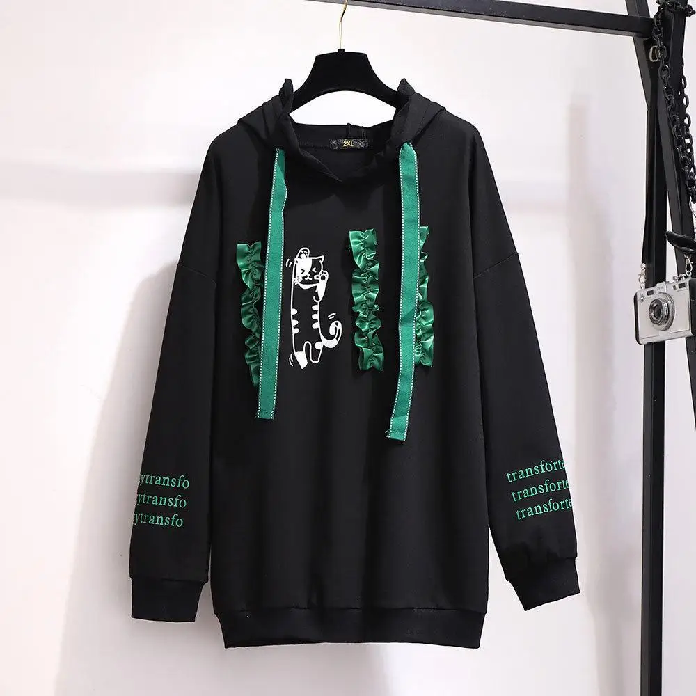 5XL 6XL Плюс Размер Осенняя Женская толстовка с капюшоном хлопок длинный рукав Письмо Пуловер 5XL большой размер зимний свитер Топы