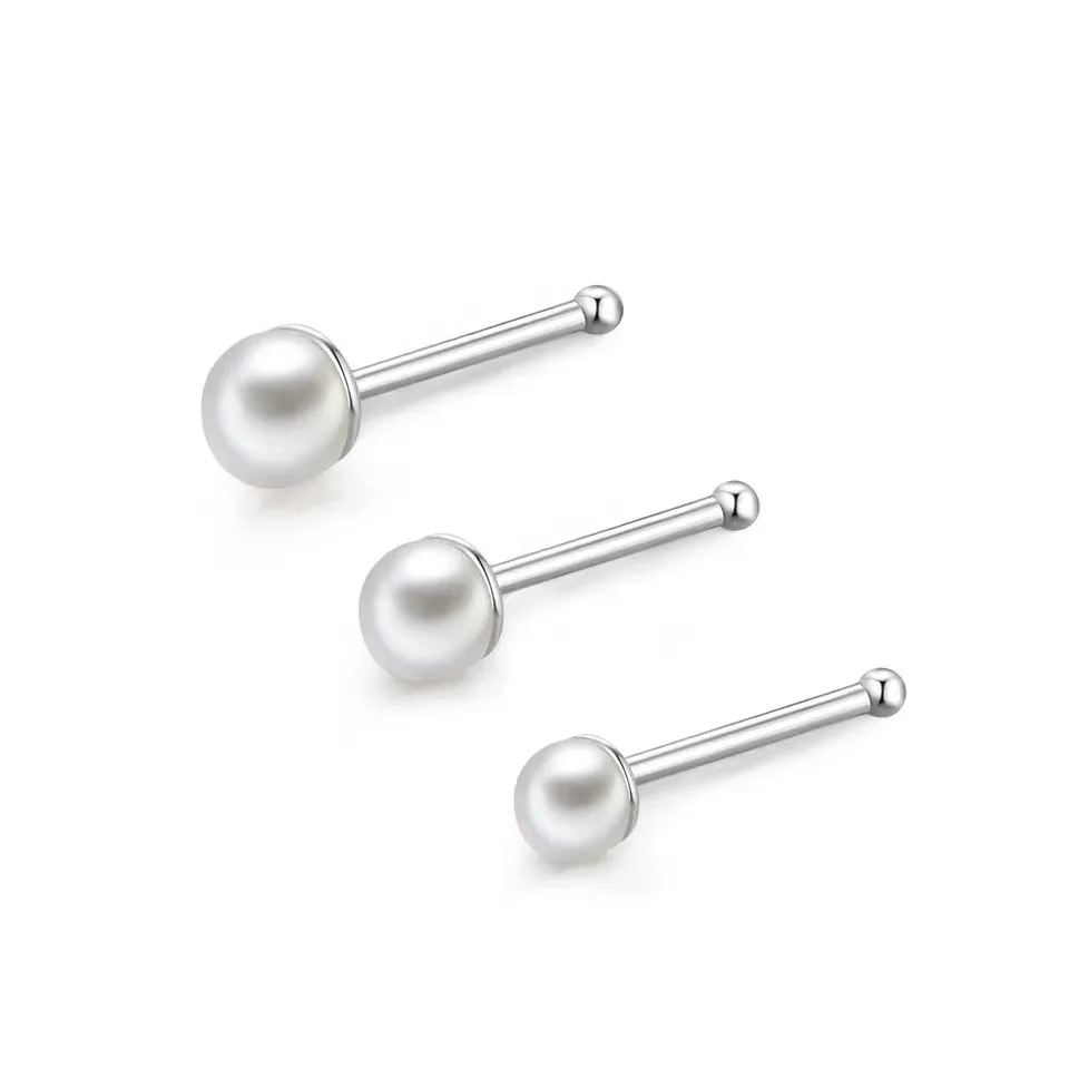 

925 Silver Pearl Nail Ear Nail Ear Nail Anti-allergy Export Classic Mini-manual