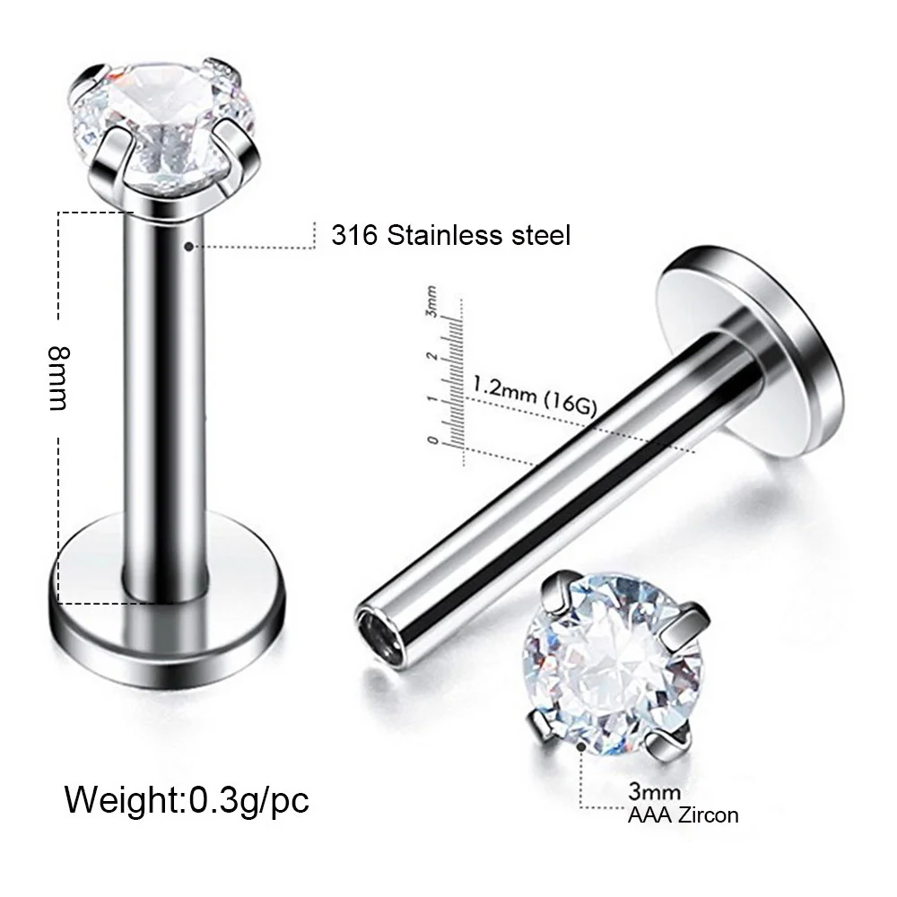 

Zircon Body Jewelry Lip Labret Earring Studs