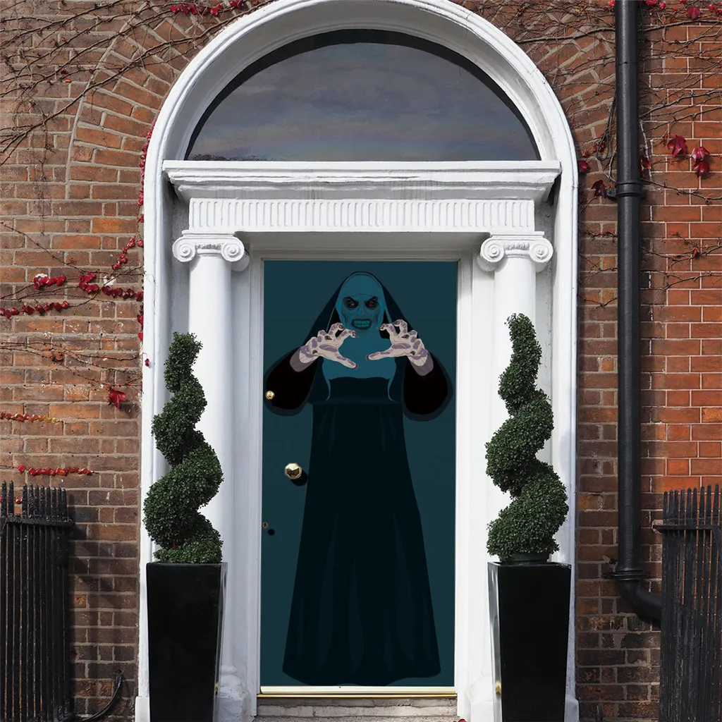 

2pc New Halloween Creative Funny Door Stickers Glass Window Stickershorror Witch Self-adhesive Waterproof Home Decoration