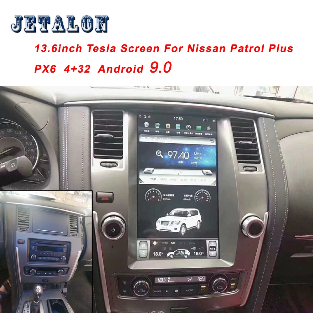 Автомобильная Мультимедийная система с IPS экраном 13 6 дюйма GPS bluetooth Android 9