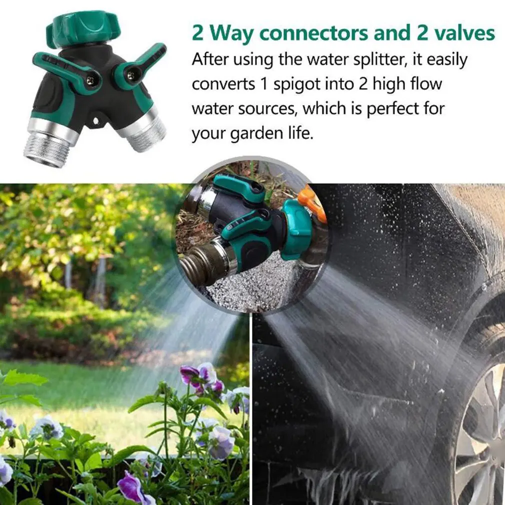 

2-Way Garden Tap Water Splitter 4 Points To 6 Points Garden Tools Y-Type Double-Pass Splitter Garden Watering Faucet Connector