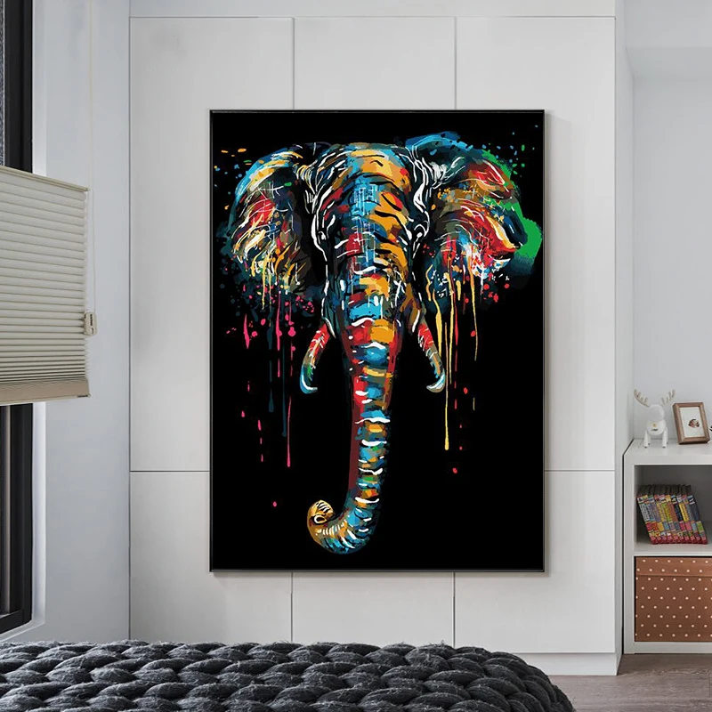 

Abstract Colorful Elephant Canvas Paintings on The Wall Art Posters and Prints Art Animals Canvas Pictures for Kids Room Cuadros