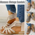 Женские летние сандалии, модные винтажные уличные сандалии с кристаллами, на молнии, с открытым носком, римские сандалии, размера плюс #
