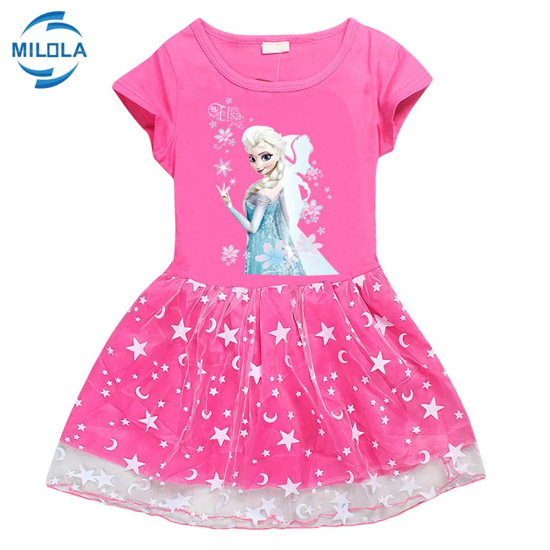 Летнее Хлопковое платье для девочек с принтом Холодное сердце | Детская одежда и