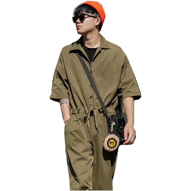 

2021 new summer Korean version of the one-piece overalls overalls male one loose trend handsome student clothes suit jumpsuit pa