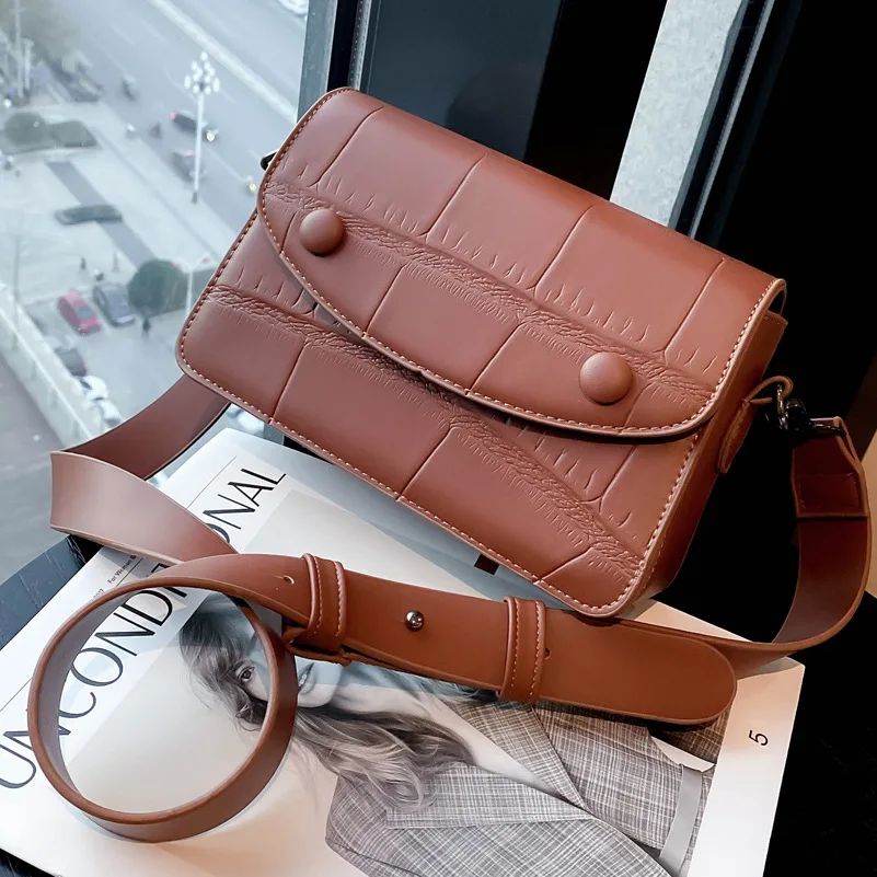 

Stone Pattern Flap Bags For Women 2021 PU Leather Crossbody Bag Lady Handbags And Purses Designer Messenger Bag Sac Femme