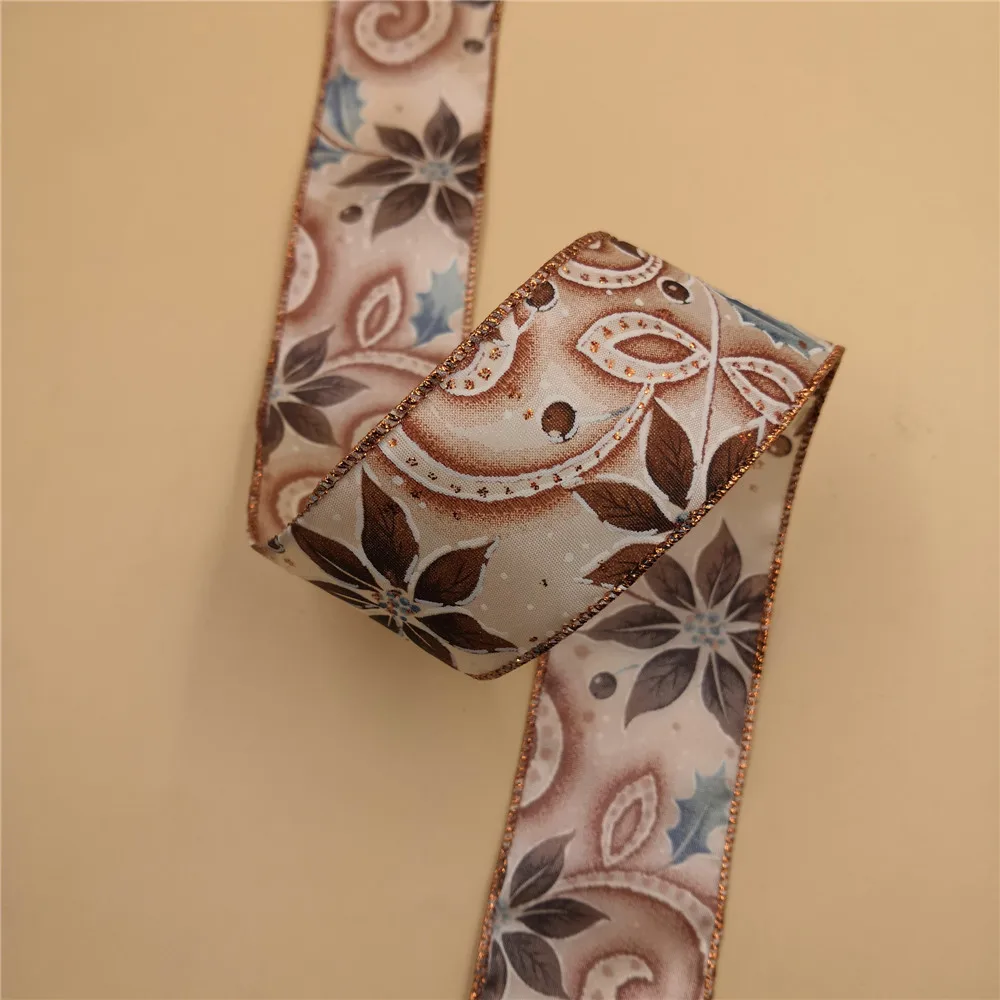 10 ярдов 52 мм оверлок розовое золото люрексная края ткань проводная кромка ленты.