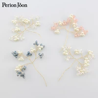 50pcs diy handmade gold copper wire beaded crystal pearl leaves around hair accessories earrings pendant decoration sj001