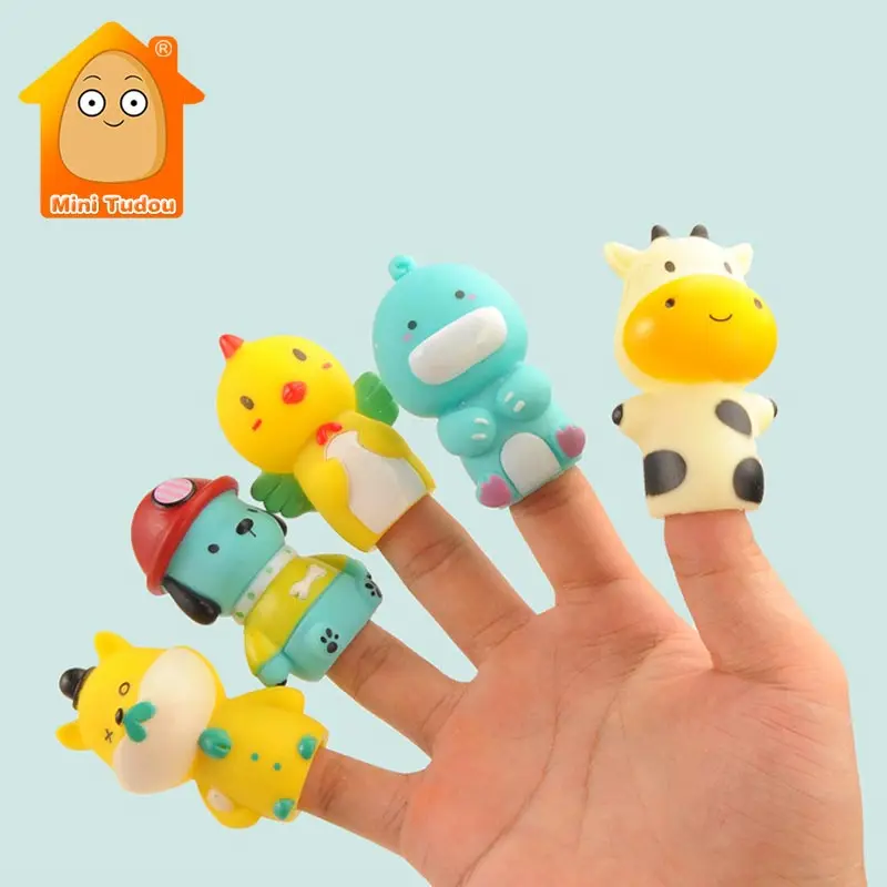 

5PCS Kids Animal Finger Puppets Toy Baby Plastic Cute Cartoon Hand Doll Set Early Learning Eductional Toys For Children