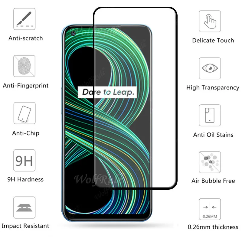 Cristal de cubierta completa para Realme 8 5G, Protector de pantalla de pel&iacute;cula HD para OPPO Realme 8 5G, Realme-2