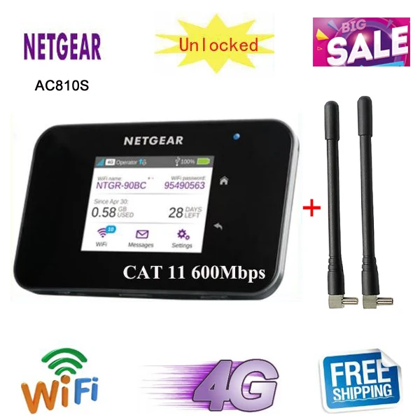 Разблокированный сенсорный экран Netgear Aircard AC810S 810S Cat11 600 Мбит/с 4GX Advanced III 4G LTE Мобильная точка доступа pk e5786 ac790s