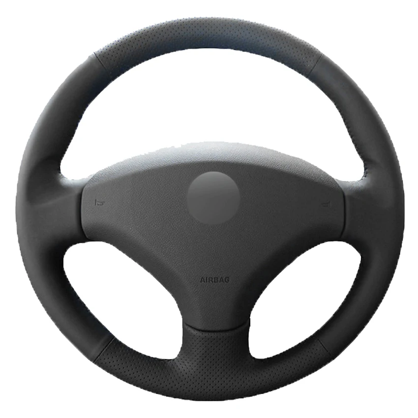 

Black Genuine Leather Hand-Stitched Car Steering Wheel Cover For Peugeot 308 2007-2013 3008 2011-2015 408 2010-2014