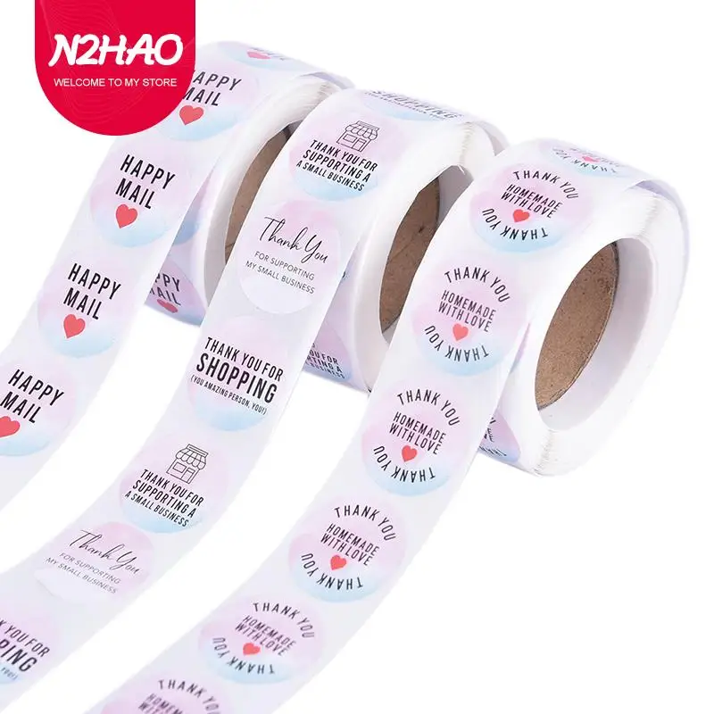 

500pcs Round Black "THANK YOU FOR Shopping " Stickers Seal Labels Stickers Scrapbooking For Package Stationery Sticker