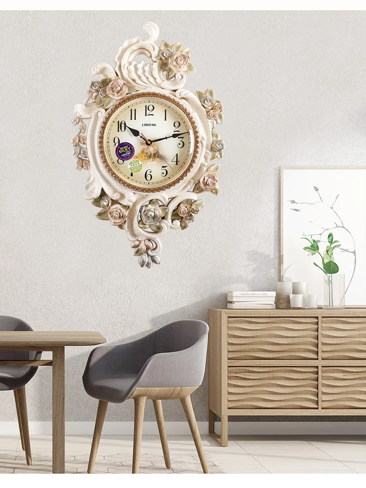 

Бесшумные настенные часы, пасторальные креативные домашние настенные часы из ПВХ, роскошные украшения белого цвета