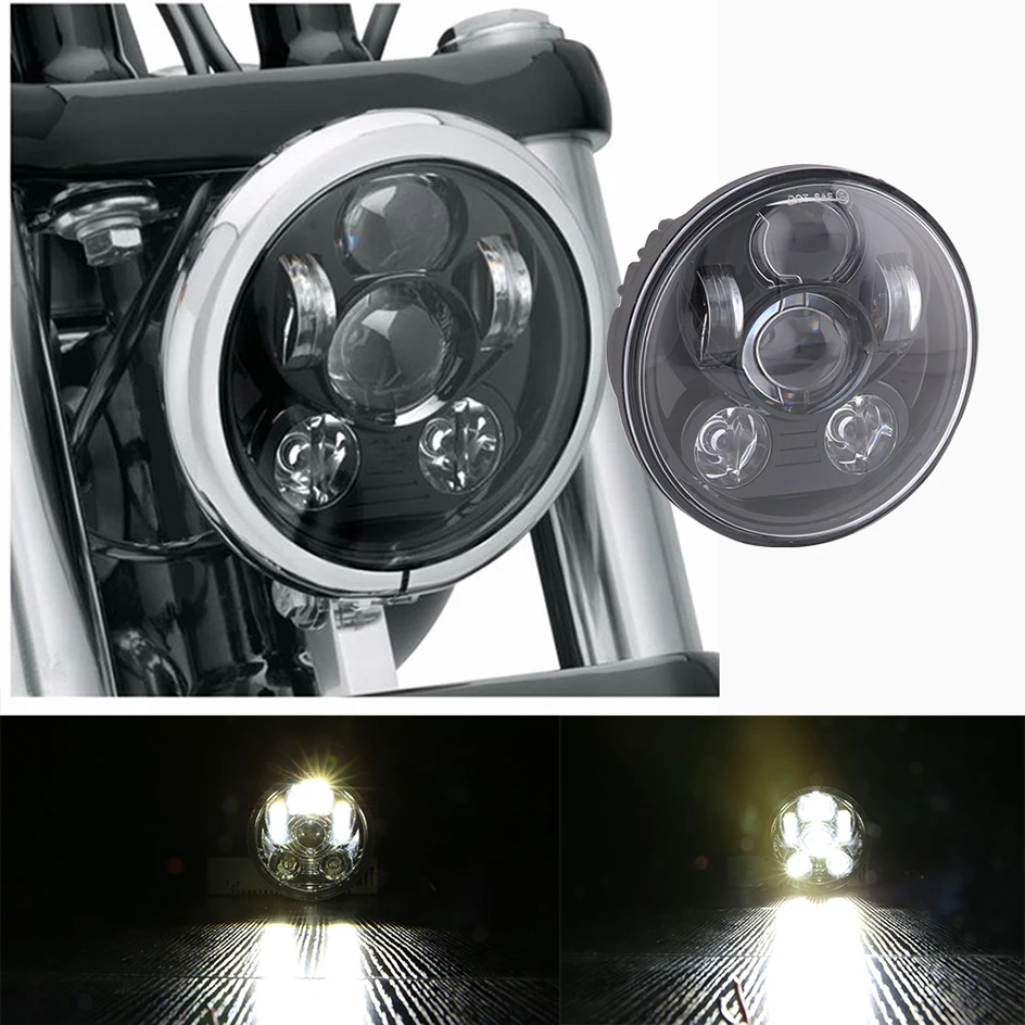 5.75 Inch Black Halo Angel Eyes LED Headlight For Harley Softail Dyna Sportster 1200 883 5-3/4" Projector Round Headlamp |