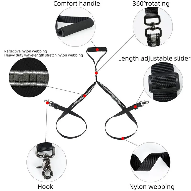 Регулируемый двойной поводок для собак мягкая ручка не спутывается разветвитель