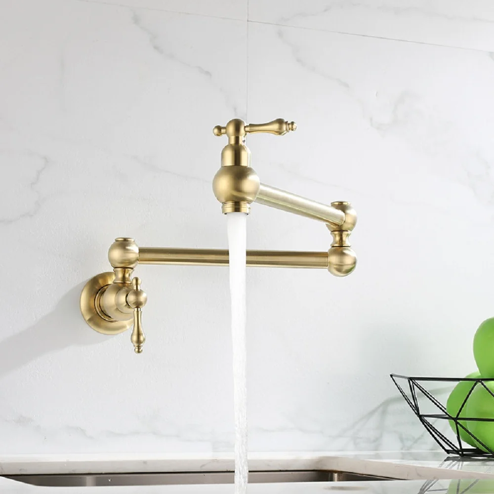 

【USA READY STOCK】Folding golden faucet Pot Filler Faucet Wall Mount