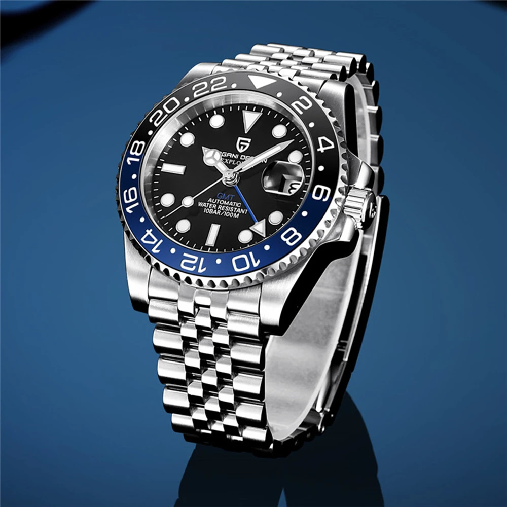 

PAGANI DESIGN Men's Automatic WatchTop brand Sapphire Glass Stainless Steel MechanicalWatch 100M Waterproof GMT Mens Watch