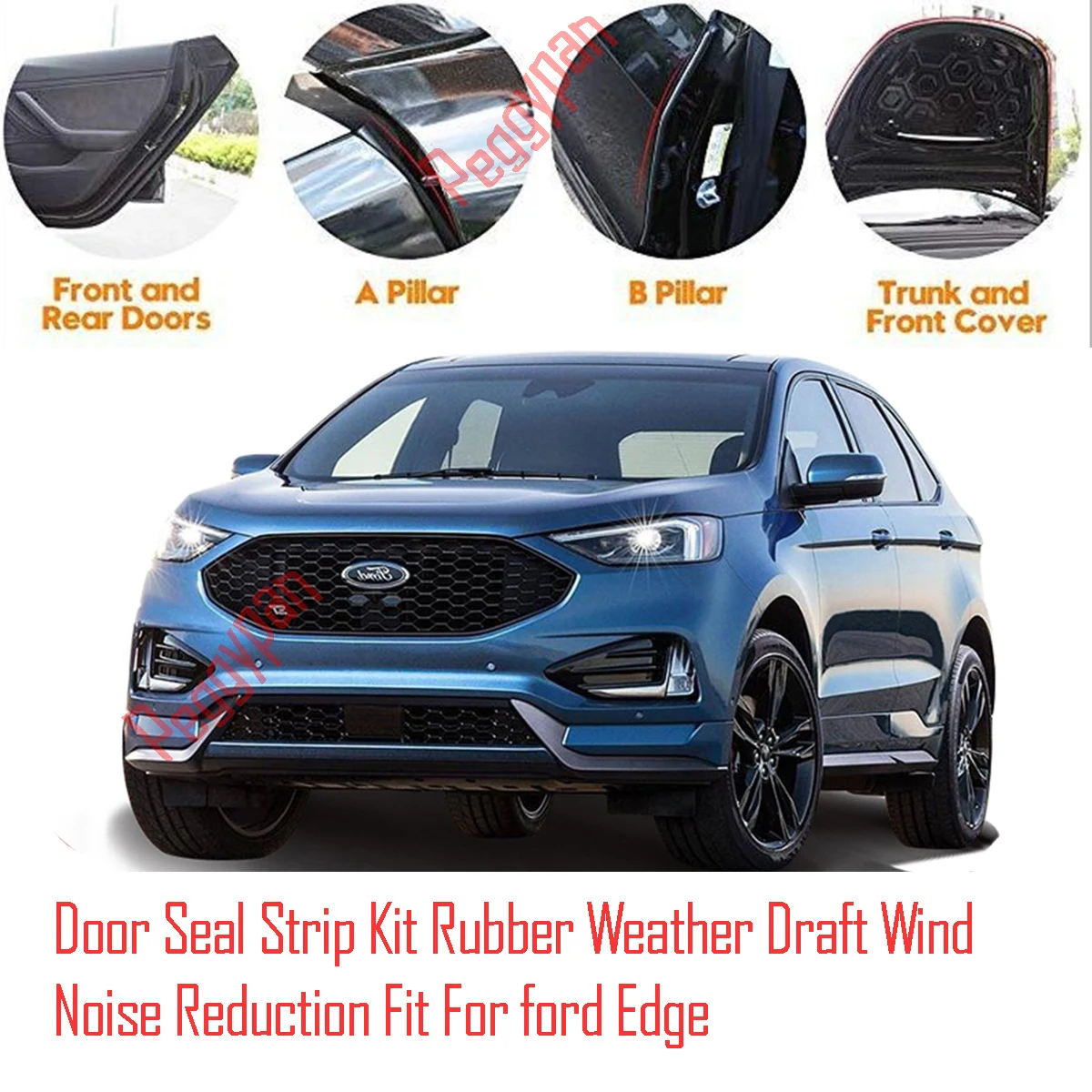 Door Seal Strip Kit Self Adhesive Window Engine Cover Soundproof Rubber Weather Draft Wind Noise Reduction Fit For Ford Edge