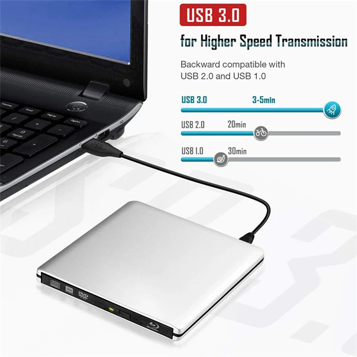 Yahey Bluray плеер Внешний оптический привод USB 3,0 Blu-Ray BD-ROM CD/DVD RW записывающее устройство Портативный для ноутбука Macbook