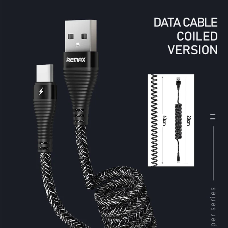 Оригинальный Весенний кабель для передачи данных Remax быстрой зарядки и 2 4 А iPhone X 6
