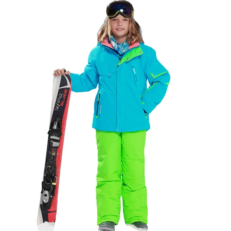 Зимний лыжный костюм 2019 Детские ветрозащитные 5000 спортивные зимние куртки и