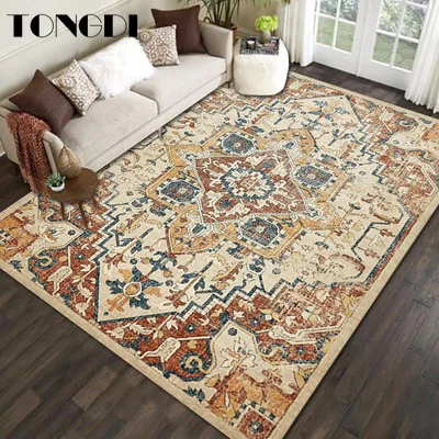 

TONGDI BOHO Carpet Anti-skid Modern Elegant Artistic Printing Mat Soft Rug Luxury Decor For Home Parlour LivingRoom Bedroom