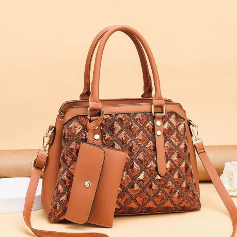 

2021 New Fashion All Match Honorable Women Bling Plaid Shoulder Bags Ladies Multiple Pockets Purses Crossbody Bag