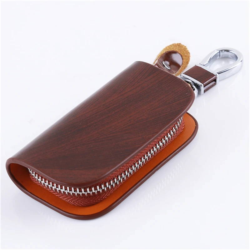 

Men Key Holder Housekeeper Keys Organizer Wallet Keychain Covers Zipper Key Case Bag Leather Car Key Wallets