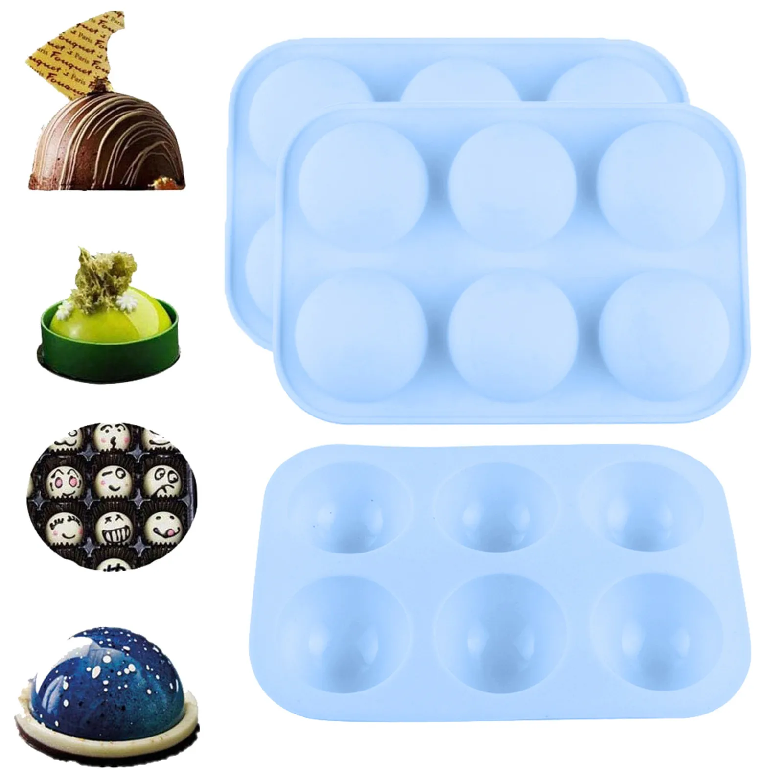 2PCs DIY moldes de silicona Cake Model Chocolate Fudge Mold Pearl Ball Shape Baking Kitchen Tool Decoration |