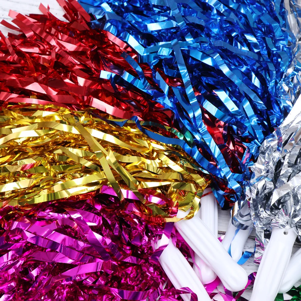 

12PCS Straight Handle Cheering Poms Cheerleading Kit Cheer Props for Performance Competition Cheering Sports Events (Random Styl