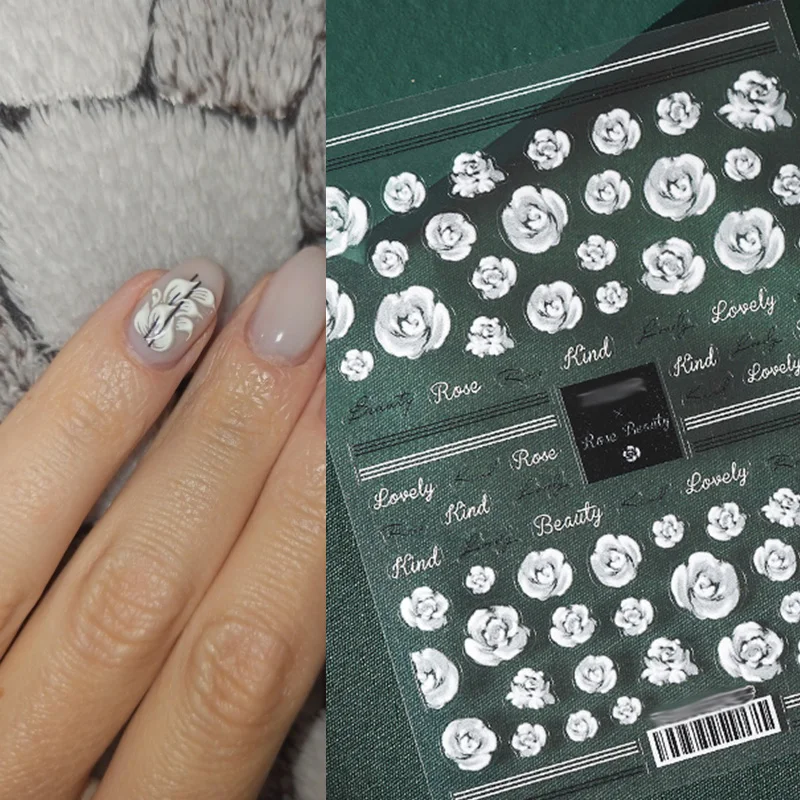 

Tulip Rose Flower 3D Nail Sticker Decals DIY Fashion Butterfly Cat New Year Nail Art Decorations Stickers Party Manicure T1064