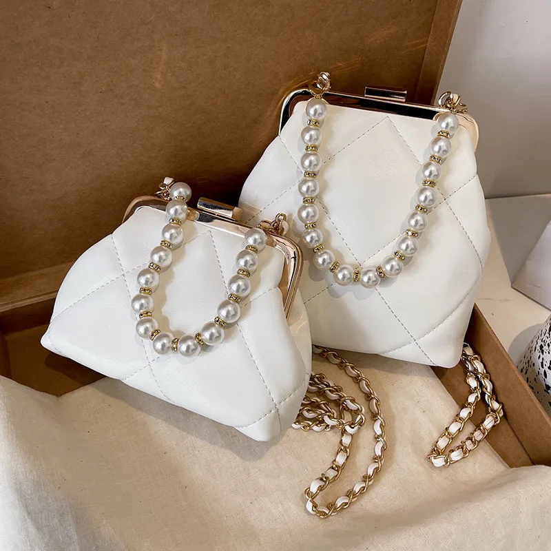 

small Pearl Design PU Leather Crossbody Bags For Women Summer Simple Luxury Shoulder Handbag and purse Lady Travel Messenger Bag