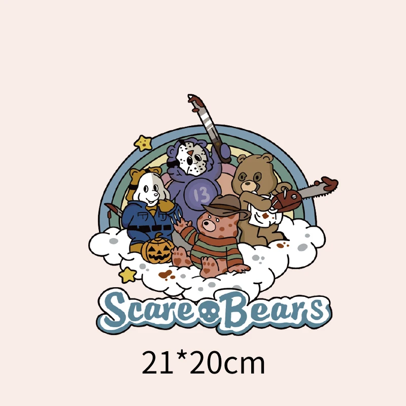 

Children cartoon animated bear boy heat transfer sticker DIY T-shirt custom fashion vinyl washable sticker gift for kids