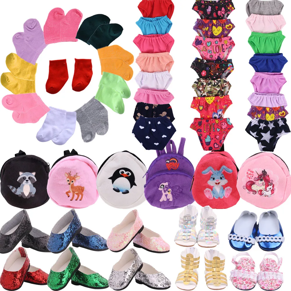 8 Piece/Set For 18 Inch American 43 Cm Born Baby Doll Clothes items = Dress+Glasses+Camera+Panties+Leggings+Shoes+Backpack+Socks | Игрушки и