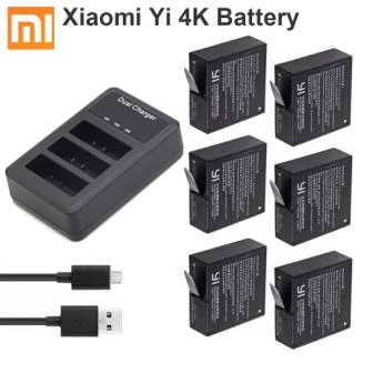6BatteryAndCharger Оригинальные AZ16-1 батареи для Xiaomi YI lite 2 Yi 4K 4k+ батарея USB 3 слота зарядное устройство для Xiao yi 4k батарея для экшн-камеры+ чехол - Цвет: 6BatteryAndCharger