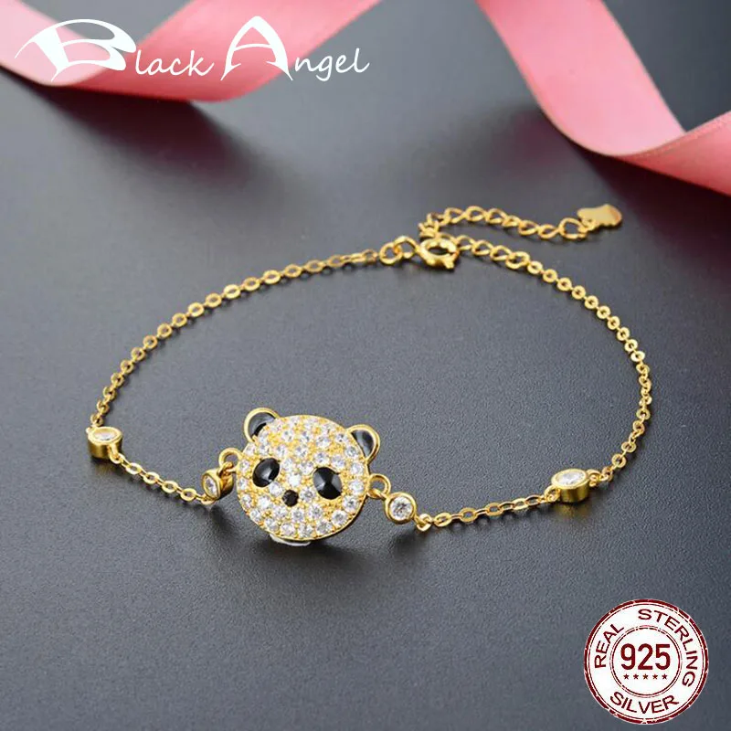

Original 925 Sterling Silver Luxury CZ Cute Bear Charm Bracelet Gold Color Animals Adjustable Fine Jewelry For Women