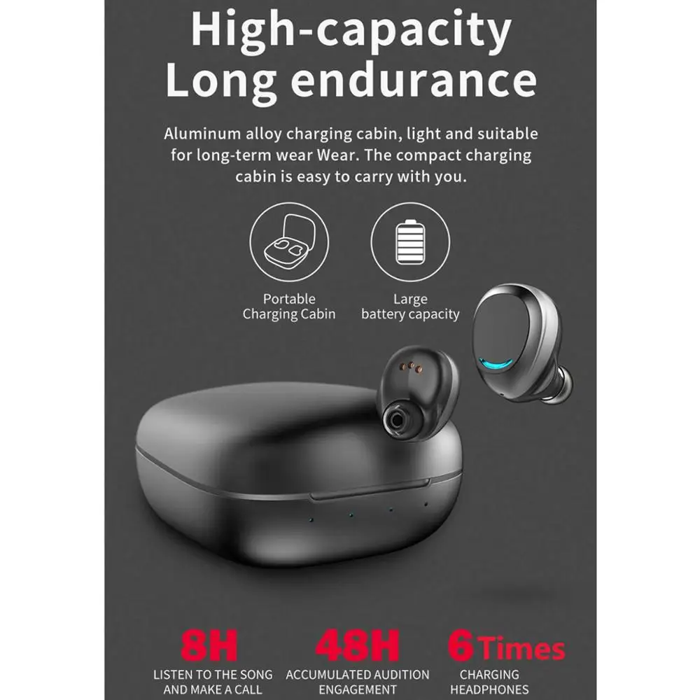 Rollme T08 TWS Wireless Earbuds Bluetooth 5.0 HiFi Tone Earphones Noise Cancelling Gaming Metal Headset IPX6 Waterproof | Электроника