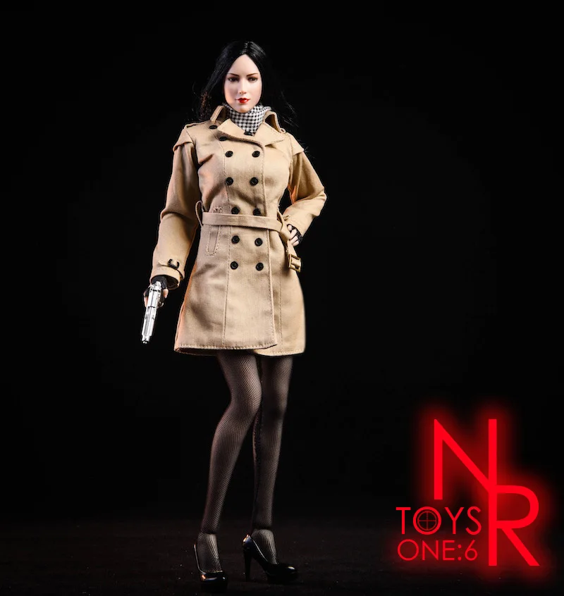 NR19 1/6 масштаб женская фигура одежда Ada Wong Тренч пальто и обувь и чулки и пистолет Модель для 12 дюймов рисунок