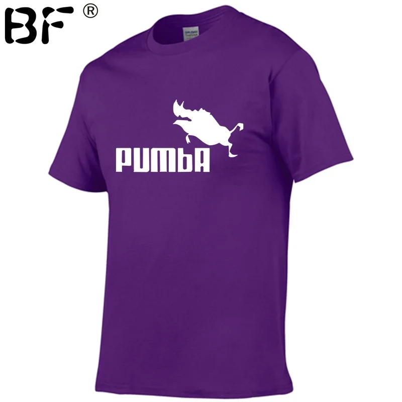 purple PUMBA(Пумба) Для мужчин футболка мужская, с коротким рукавом хлопчатобумажные Топы крутая футболка летний Трикотажный костюм футболка - Color: purple