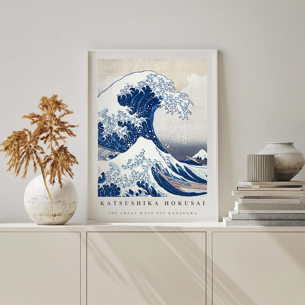 Фото Hokusai The Great Wave Poster Katsushika Hokusai Exhibition Canvas Painting Print Picture Vintage Wall Bedroom Home Decoration №3