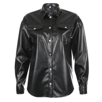 2020 fashion europe and america aliexpress sexy locomotive cool girl leather shirt metal buckle jacket female winter new blouse