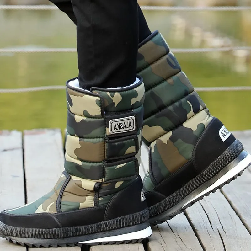 

Size 36-47 Snowboots Mens Winter Footwear Warmest Men Snow Boots Homme New Camouflage Style Skid Rubber Boots Men Botines Hombre